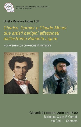 Sanremo: giovedì la conferenza “Charles Garnier e Claude Monet, due artisti parigini affascinati dall’estremo Ponente Ligure”