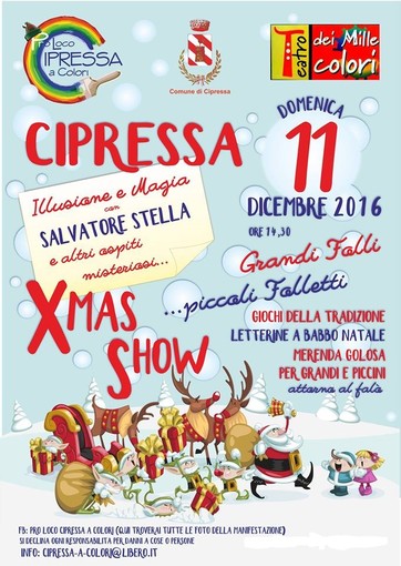 Cipressa: tutto pronto per il Christmas show fra giochi, teatro e Babbo Natale
