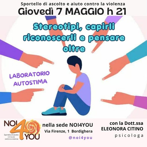 Bordighera, nuovo laboratorio dell'Autostima NOI4YOU sugli stereotipi
