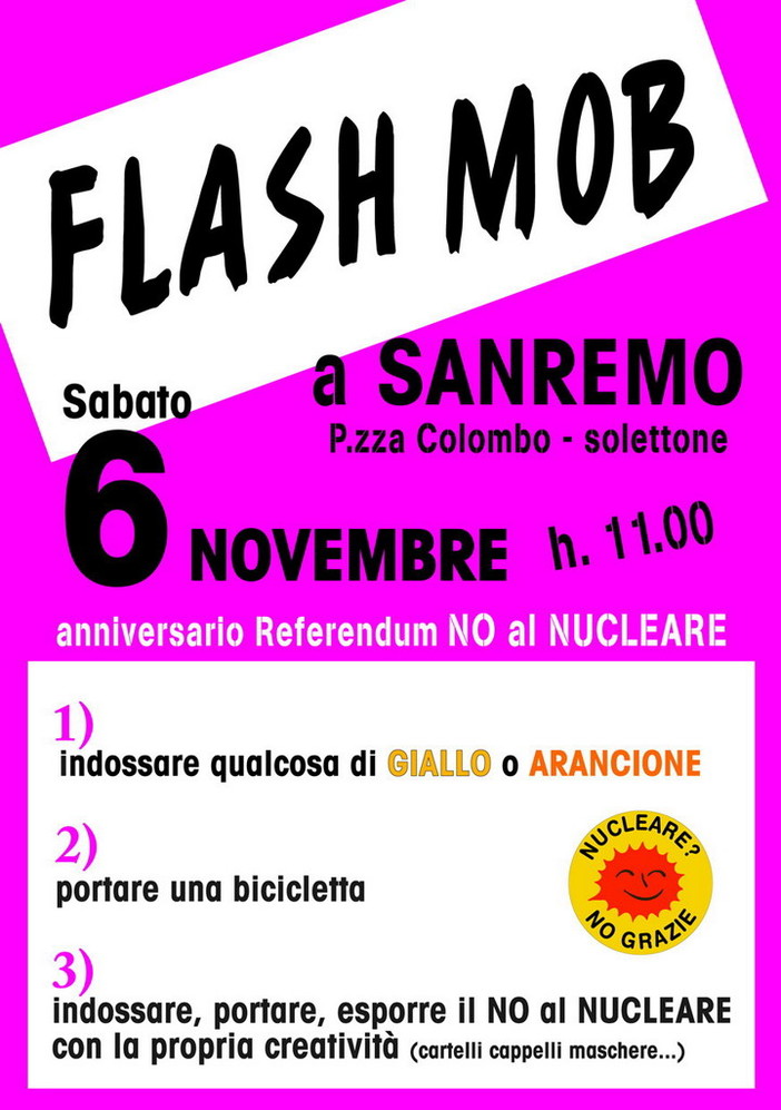 Sanremo: sabato un 'flash mob' per ricordare il "No al Nucleare"