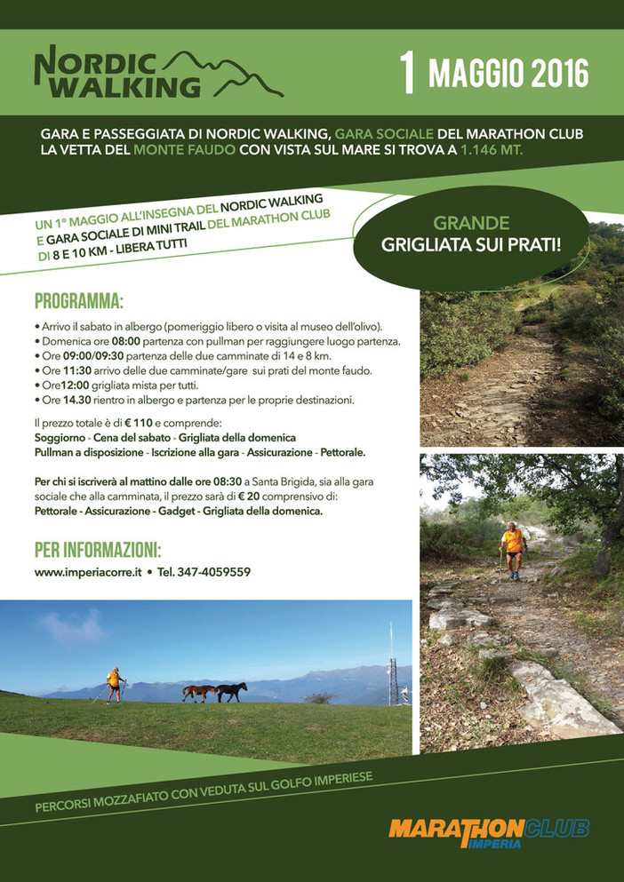 Imperia: un 1° Maggio all'insegna del Nordic Walking, iscrizioni aperte