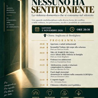Bordighera: "Nessuno ha sentito niente", una serata di prevenzione e sensibilizzazione contro la violenza Bordighera: "Nessuno ha sentito niente", una serata di prevenzione e sensibilizzazione contro la violenza