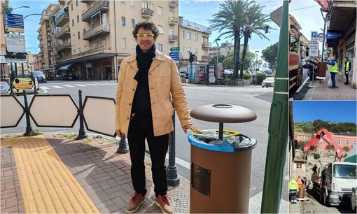 Raccolta differenziata e arredo urbano, a Vallecrosia spuntano nuovi cestini (Foto e video)