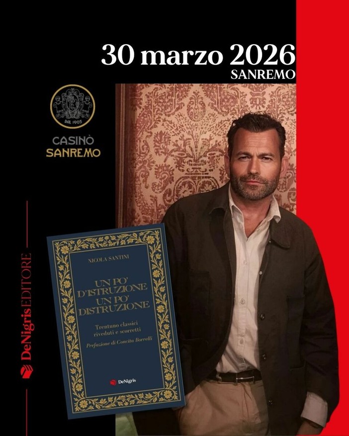 Sanremo, anteprima nazionale ai Martedì Letterari con Nicola Santini e il suo nuovo libro