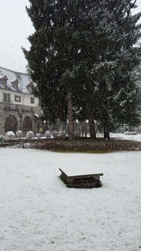 La nevicata in atto su Limone