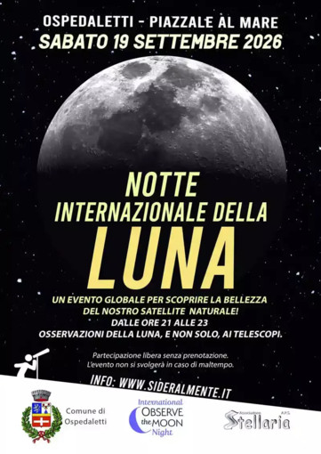 Ospedaletti, sabato 19 settembre appuntamento con la Notte Internazionale della Luna
