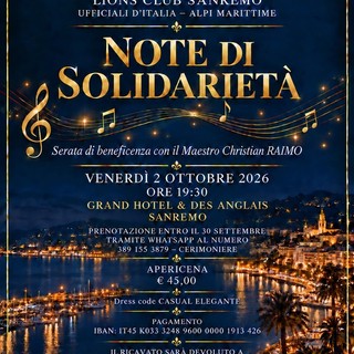Sanremo, musica e beneficenza al Grand Hotel & Des Anglais con "Note di Solidarietà" del Lions Club Sanremo, musica e beneficenza al Grand Hotel & Des Anglais con "Note di Solidarietà" del Lions Club