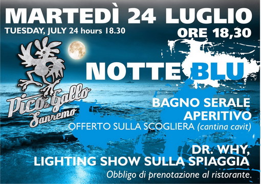 Sanremo: domani sera speciale Notte Blu al Pico de Gallo