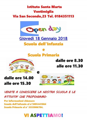 Ventimiglia: giovedì 18 gennaio l'open day all'Istituto Santa Marta Ventimiglia: giovedì 18 gennaio l'open day all'Istituto Santa Marta