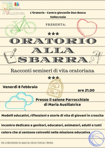 Vallecrosia: venerdì prossimo, incontro dal titolo 'Oratorio alla sbarra: racconti semiseri di vita oratoriana'