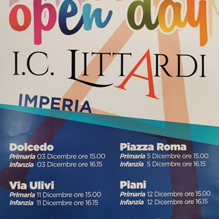 Imperia: ’Open Day' dell’Istituto Comprensivo ‘T. Littardi’, ecco le giornate per i vari plessi Imperia: ’Open Day' dell’Istituto Comprensivo ‘T. Littardi’, ecco le giornate per i vari plessi