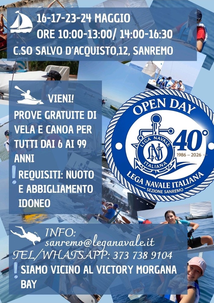 Sanremo, la Lega Navale apre le porte agli appassionati con un doppio Open Day dedicato alla vela e agli sport nautici