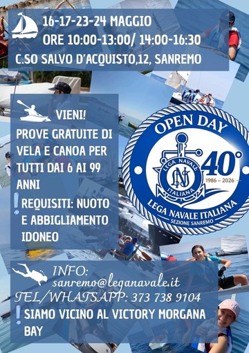 Sanremo, la Lega Navale apre le porte agli appassionati con un doppio Open Day dedicato alla vela e agli sport nautici Sanremo, la Lega Navale apre le porte agli appassionati con un doppio Open Day dedicato alla vela e agli sport nautici