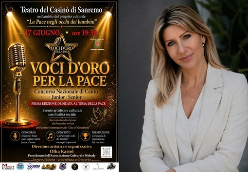 Sanremo, il progetto “La Pace negli Occhi dei Bambini” porta al Casinò il Concorso “Voci d’Oro per la Pace”