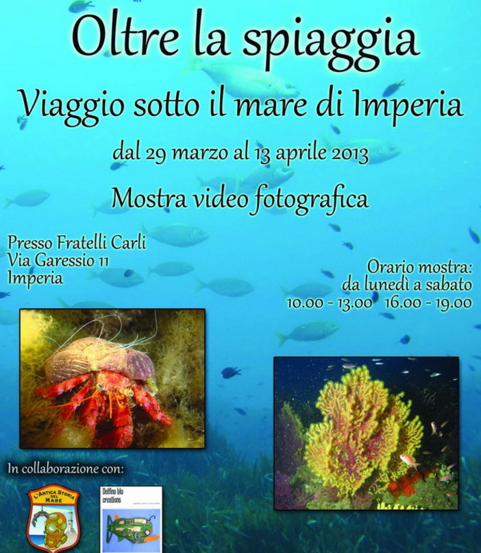 Con ‘Oltre la spiaggia’ alla Fratelli Carli va in scena un viaggio tra i fondali imperiesi Con ‘Oltre la spiaggia’ alla Fratelli Carli va in scena un viaggio tra i fondali imperiesi