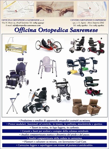 Sanremo: all'Officina Ortopedica un'esperienza ventennale nella vendita dei protti ortopedici