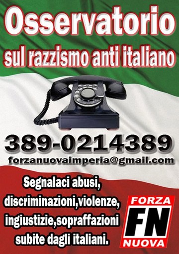 Imperia: Forza Nuova istituisce l’Osservatorio Antirazzista in Provincia