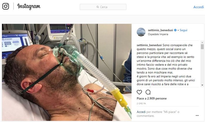 Imperia: malore per il fotografo Settimio Benedusi. Operato d'urgenza "Ringrazio infinitamente tutti quelli (tantissimi!) che si sono preoccupati. È bello non essere soli”.