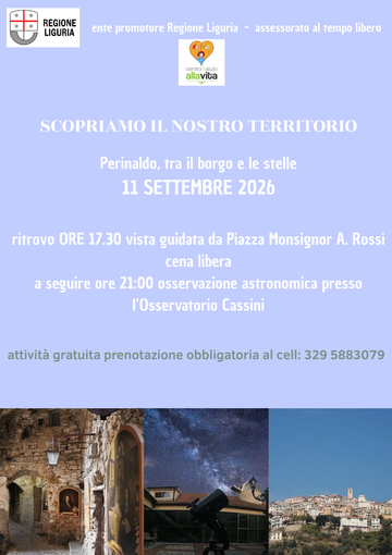Perinaldo, terzo e ultimo appuntamento della rassegna "Scopriamo il nostro territorio" Perinaldo, terzo e ultimo appuntamento della rassegna "Scopriamo il nostro territorio"
