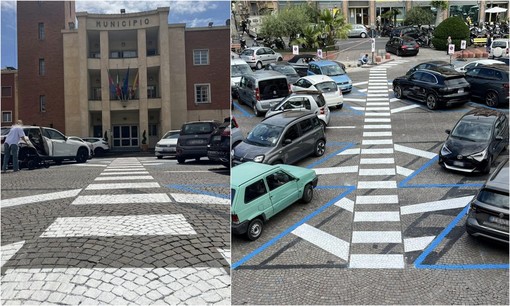 Ventimiglia, lavori in piazza della Libertà. Di Muro: "Perdiamo posti auto ma guadagniamo sicurezza e mobilità" (Foto)
