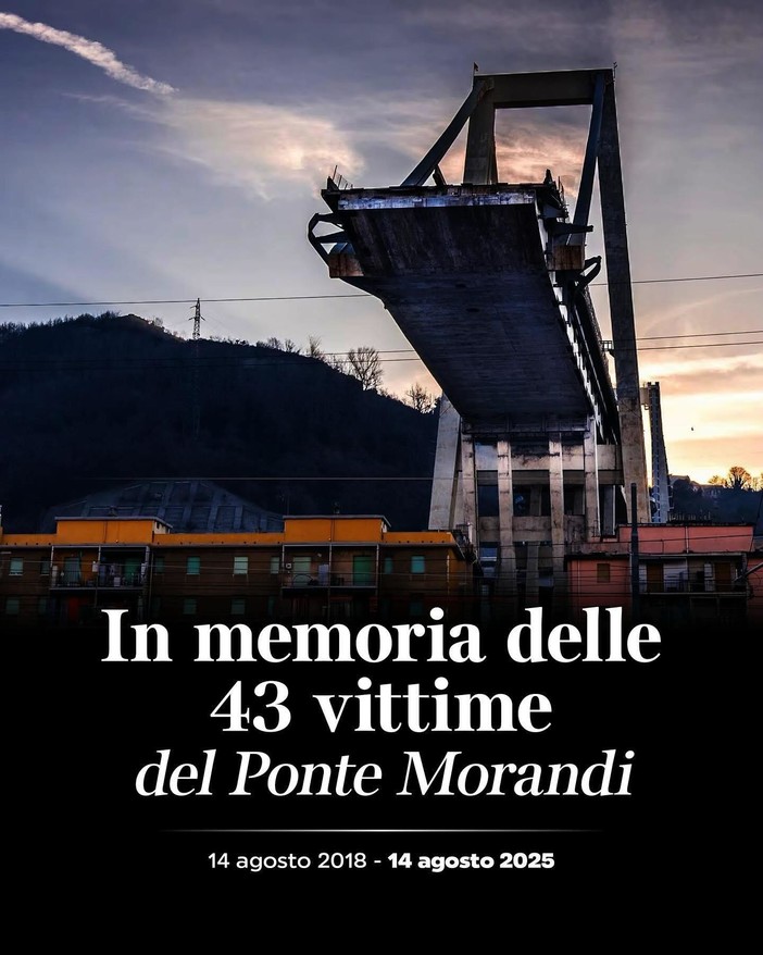 Sette anni fa crollò il Ponte Morandi, il sindaco di Ventimiglia Di Muro: "Genova seppe rialzarsi con dignità e determinazione" Sette anni fa crollò il Ponte Morandi, il sindaco di Ventimiglia Di Muro: "Genova seppe rialzarsi con dignità e determinazione"