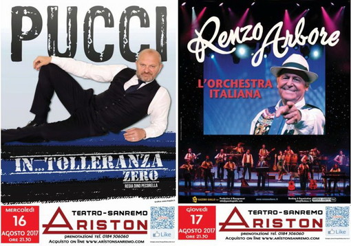 Sanremo: nella settimana di Ferragosto doppio appuntamento all'Ariston con Andrea Pucci e Renzo Arbore Sanremo: nella settimana di Ferragosto doppio appuntamento all'Ariston con Andrea Pucci e Renzo Arbore