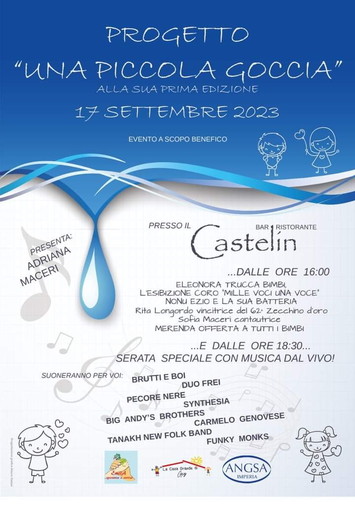 Taggia: domenica prossima, 1ª edizione dell’evento benefico ‘Una piccola goccia’ Taggia: domenica prossima, 1ª edizione dell’evento benefico ‘Una piccola goccia’