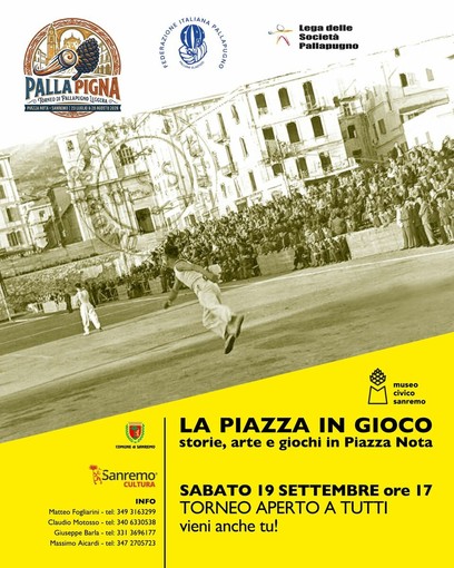 Sanremo, sabato 19 settembre in piazza Nota nuovo appuntamento di “PallaPigna” con un torneo di pallapugno leggera Sanremo, sabato 19 settembre in piazza Nota nuovo appuntamento di “PallaPigna” con un torneo di pallapugno leggera