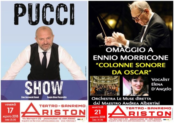 Sanremo: due attesissime serate al teatro Ariston, arrivano Pucci Show e l'Omaggio ad Ennio Morricone Sanremo: due attesissime serate al teatro Ariston, arrivano Pucci Show e l'Omaggio ad Ennio Morricone
