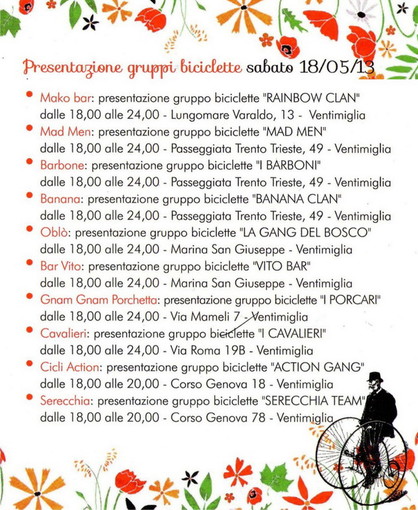 Ventimiglia: oggi dalle 18 lo 'Snob Tecno Bike'