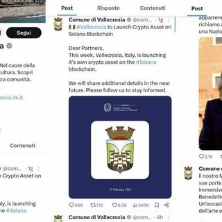 Profilo social del Comune di Vallecrosia su X: "Non è stato hackerato, si tratta di un furto d'identità"