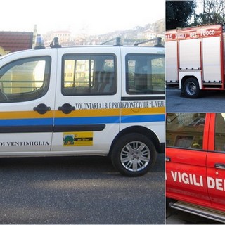 Incendio boschivo a Ventimiglia, vigili del fuoco e Protezione civile in azione Incendio boschivo a Ventimiglia, vigili del fuoco e Protezione civile in azione