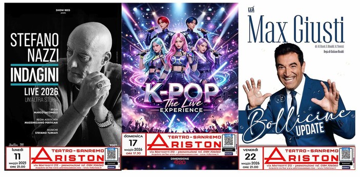 Programma del mese di maggio al Teatro Ariston.