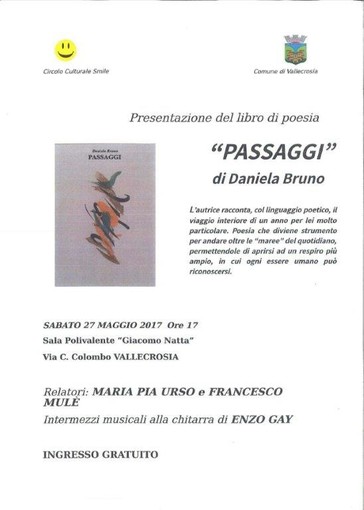 Vallecrosia: sabato prossimo, presentazione della silloge poetica 'Passaggi' di Daniela Bruno
