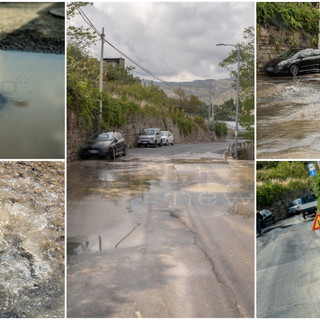 Sanremo: perdita d'acqua a Poggio, la pressione ha sollevato l'asfalto in via Grossi Bianchi