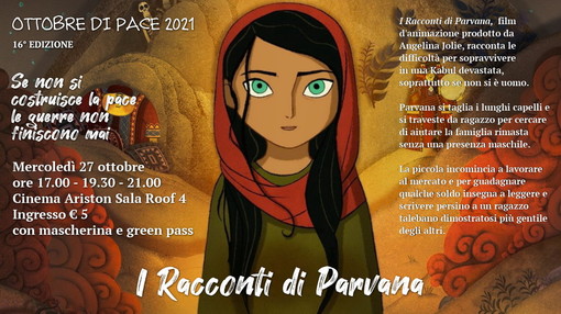 Sanremo: per 'Ottobre di Pace 2021' mercoledì prossimo, proiezione film 'I racconti di Parvana' Sanremo: per 'Ottobre di Pace 2021' mercoledì prossimo, proiezione film 'I racconti di Parvana'