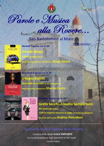San Bartolomeo al Mare: "Parole e musica, alla Rovere" il nuovo salotto letterario e musicale San Bartolomeo al Mare: "Parole e musica, alla Rovere" il nuovo salotto letterario e musicale