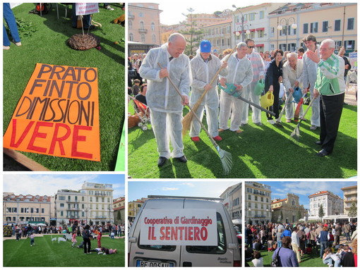 Sanremo: il prato di piazza Colombo conquista 500 indignati