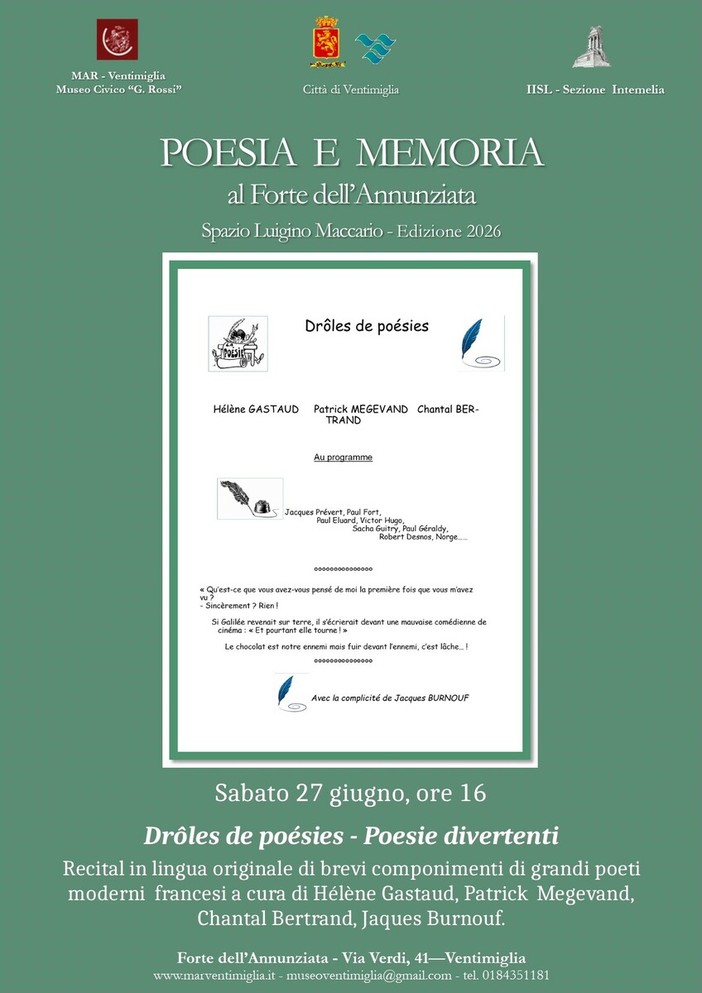 Ventimiglia, il Museo Archeologico "Girolamo Rossi" presenta "Poesia e memoria"