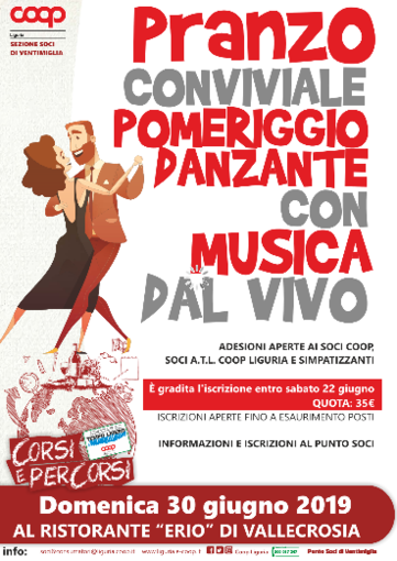 Ventimiglia: domenica 30 il pranzo organizzato dalla sezione soci della Coop