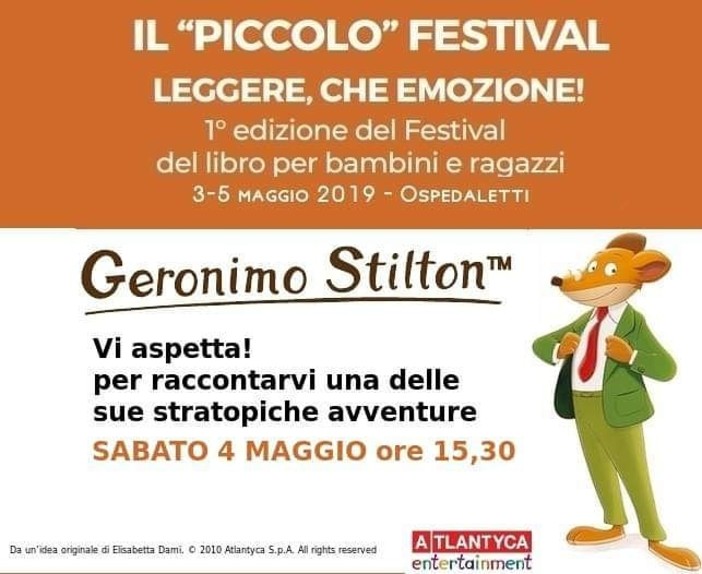 Ospedaletti: festival del libro per ragazzi, oggi arriverà l'ospite d'onore, Geronimo Stilton Ospedaletti: festival del libro per ragazzi, oggi arriverà l'ospite d'onore, Geronimo Stilton