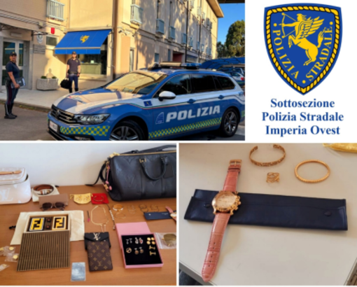 Turista derubata a Bordighera, la polizia stradale di Imperia trova i responsabili e recupera la refurtiva di oltre 60mila euro
