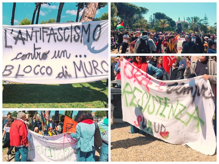 "Ora e sempre resistenza, fuori i fascisti dalle città": a Ventimiglia scatta la protesta durante la cerimonia del 25 aprile (Foto e video)