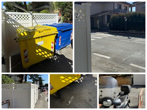 Vallecrosia, gli abitanti di via San Rocco: "L'isola ecologica con paratia impedisce la visuale e copre i parcheggi per le moto" (Foto)