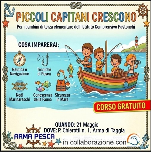 “Piccoli capitani crescono”, ad Arma di Taggia una mattinata gratuita per avvicinare i bambini al mare “Piccoli capitani crescono”, ad Arma di Taggia una mattinata gratuita per avvicinare i bambini al mare