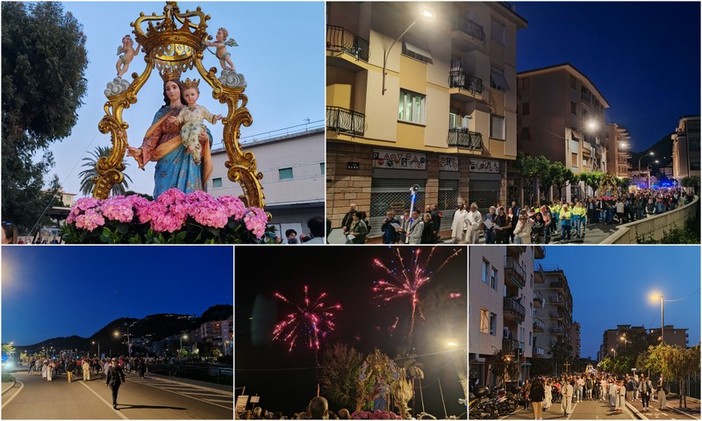 Vallecrosia, processione e fuochi d'artificio: comunità riunita per la 'Festa di Maria Ausiliatrice' (Foto e video)