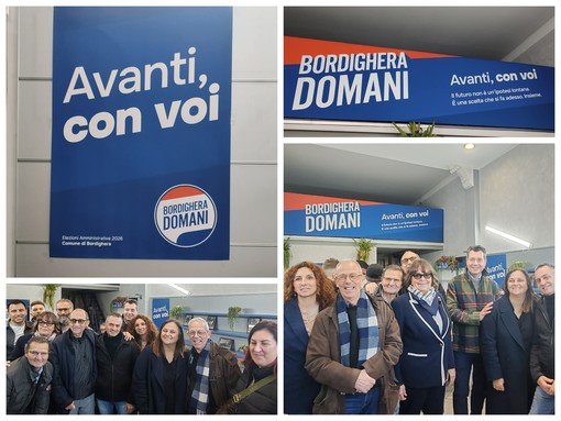 Un punto d’ascolto e di incontro, Bordighera Domani inaugura il point elettorale (Foto e video)