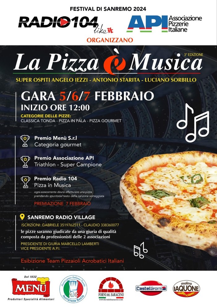 Sanremo: un concorso speciale riservato a tutti i pizzaioli creativi e agli amanti della musica italiana. Sanremo: un concorso speciale riservato a tutti i pizzaioli creativi e agli amanti della musica italiana.