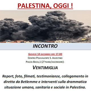 Ventimiglia: per comprendere la drammatica situazione della Palestina, collegamento con in diretta con Betlemme Ventimiglia: per comprendere la drammatica situazione della Palestina, collegamento con in diretta con Betlemme