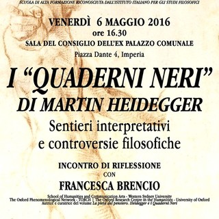 Imperia: venerdì prossimo all'ex Cremlino l'attesa presentazione de "I Quaderni neri di Martin Heidegger”